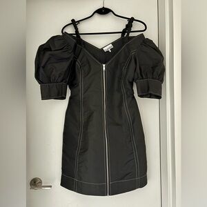 Ganni Ines Black Mini Dress with Puff Sleeves EU 38/ US 6